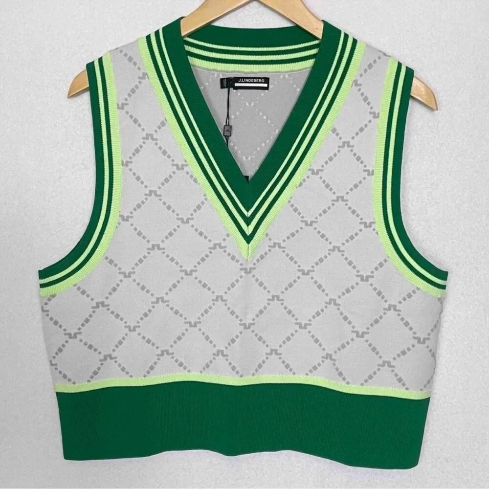 J. Lindeberg NWT Women's Barbados Knitted Vest Colorful Golfing Retro Sport - Picture 1 of 11